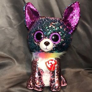 Ty’s flip able reversible pink and blue sequence plushy.